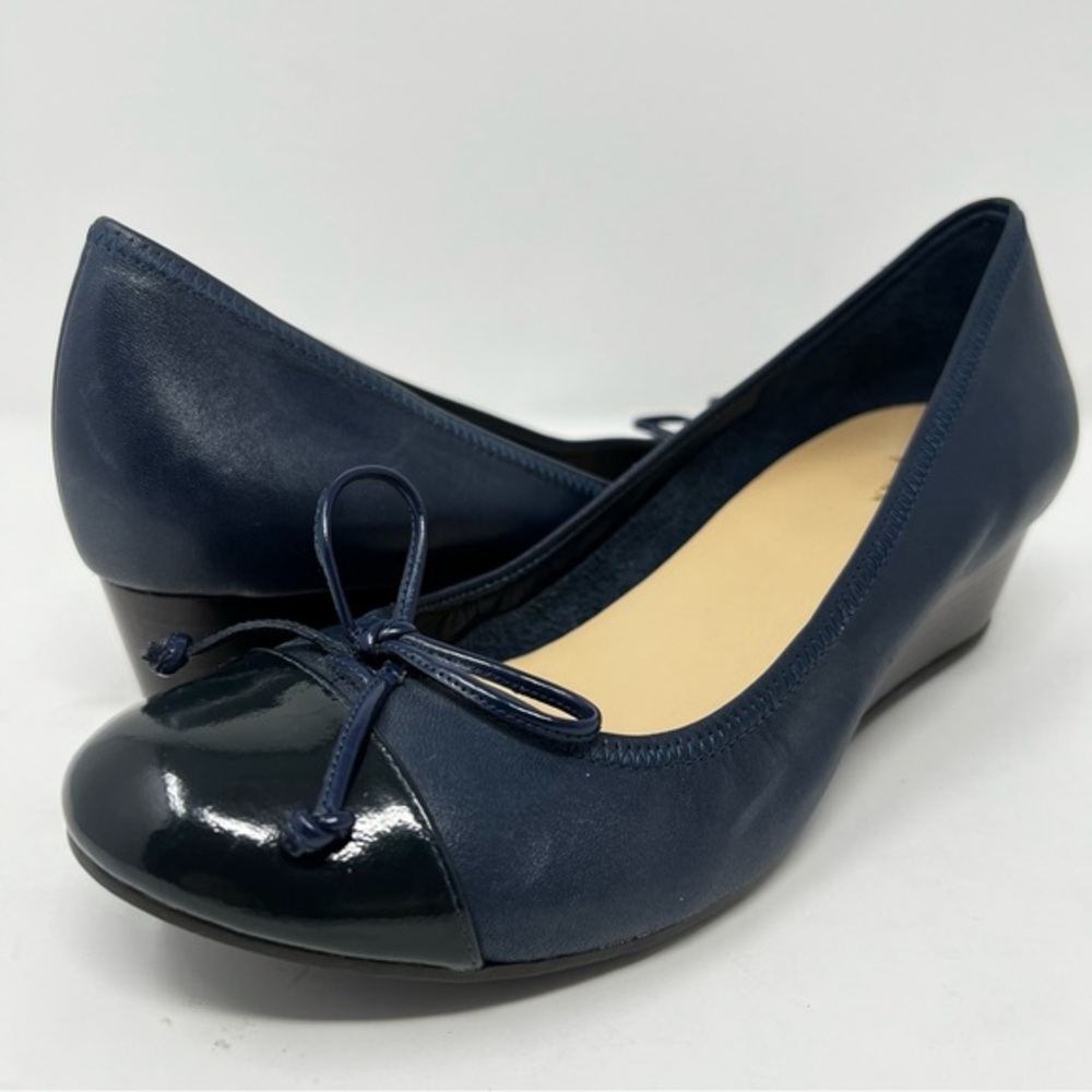 Cole Haan Navy Blue Flats with Bow Accent